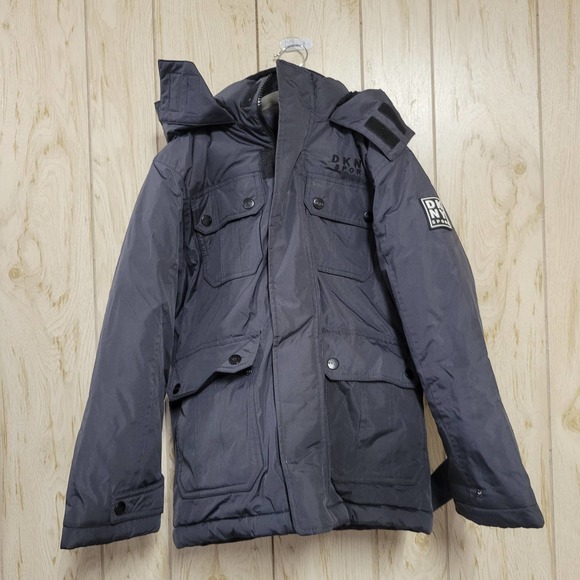 DKNY Sport Gray Thick Zipper Up Winter Coat Jacket